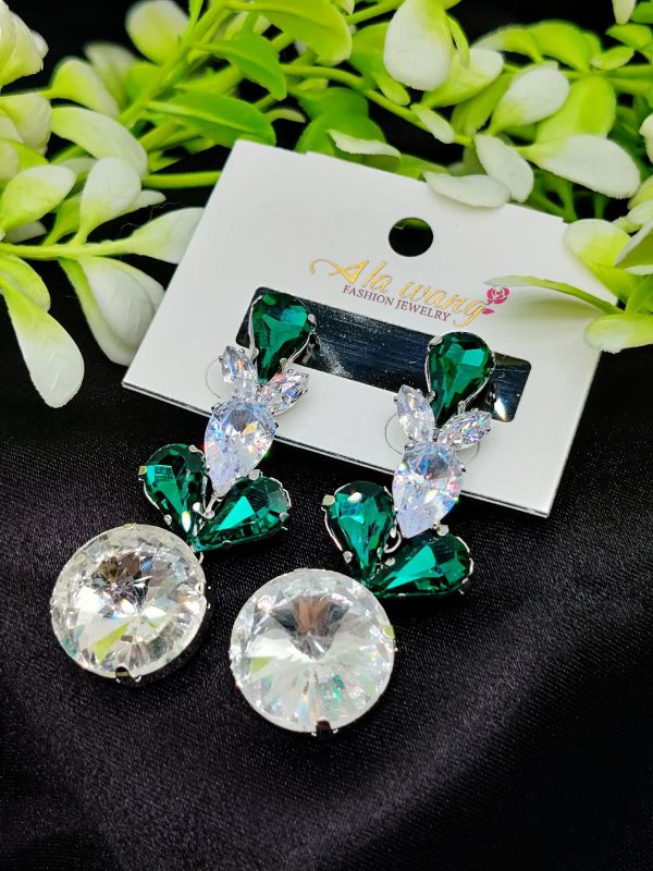 Imported Elegant Crystal Garden Drop Earrings | Artificial Jewellery For Girls & Women | Girls & Women Fashion ₨337