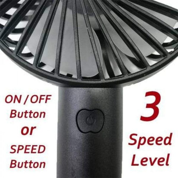 Portable Usb Rechargeable Handheld 3 Speed Strong Wind Electric Small Mini Cooling Fan (black)